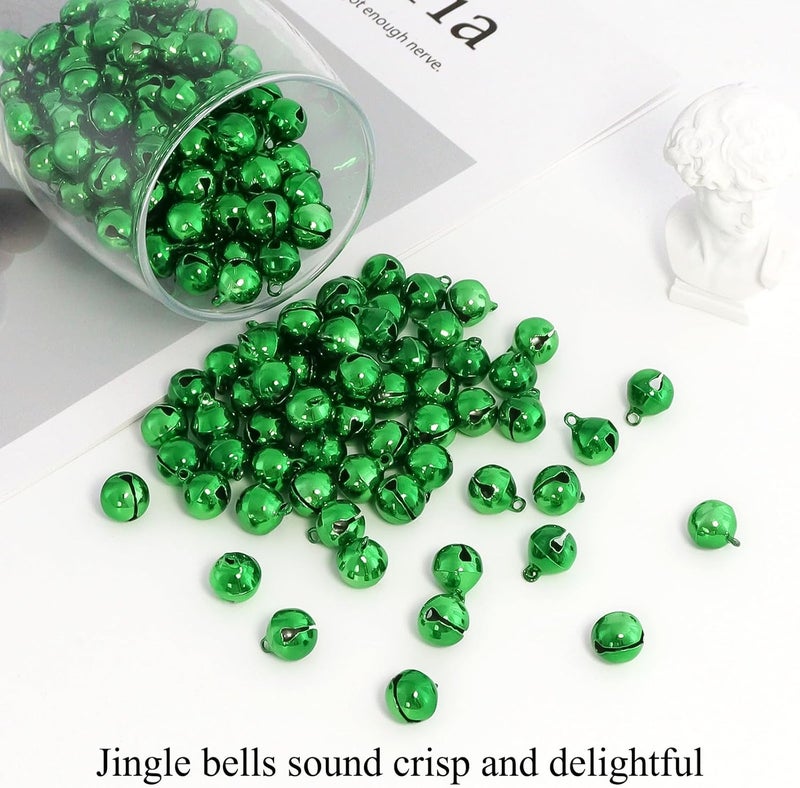 LIGHOON 1/2 Inch Jingle Bells Small Bell Mini Bells, Tiny Crafts Bells, DIY for Christmas Home Making Ornaments Wreath Pet Decorations Bracelet Anklets Necklace Knitting Jewelry Making 120 Pcs, Green - Image 4